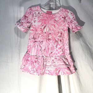 Lilly Pulitzer Girl's Kailyn Pink Blossom Palm Beach Dress Size: XS 2/3